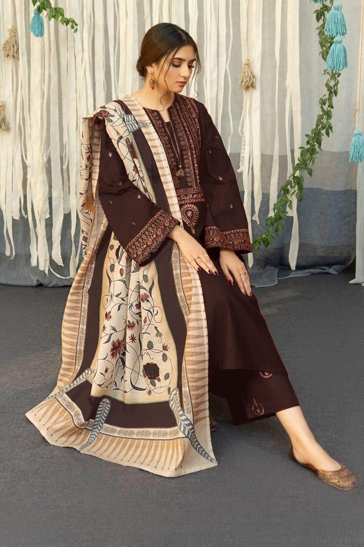 3 PC DHANAK EMBROIDERED