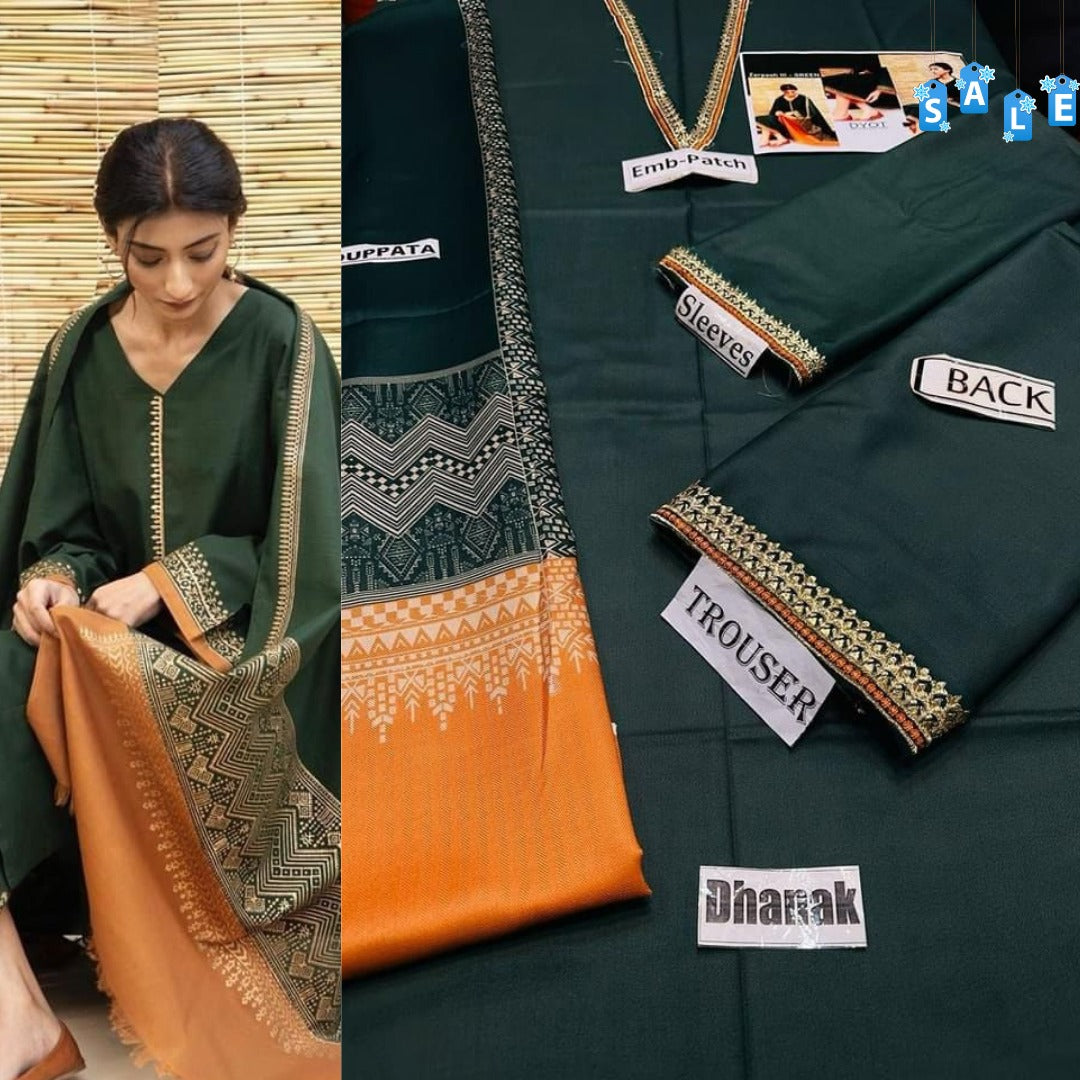 3 PC DHANAK EMBROIDERED