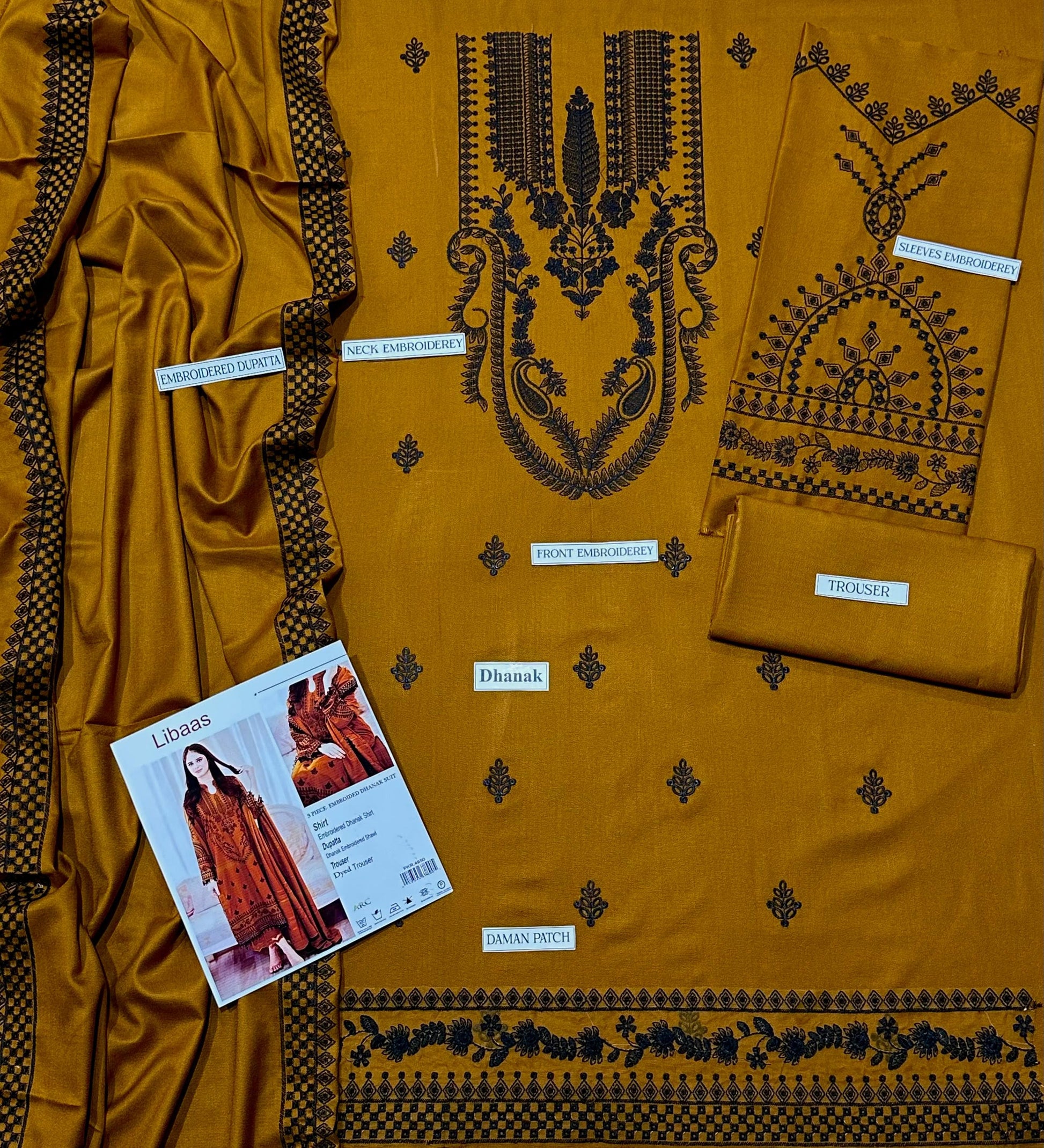 3 PC DHANAK EMBROIDERED